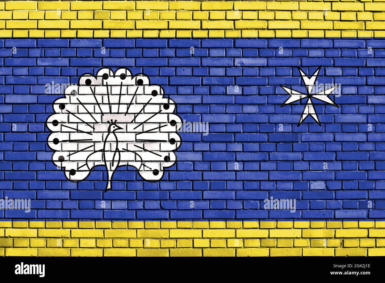 Drapeau d'Ermelo peint sur un mur de briques Banque D'Images