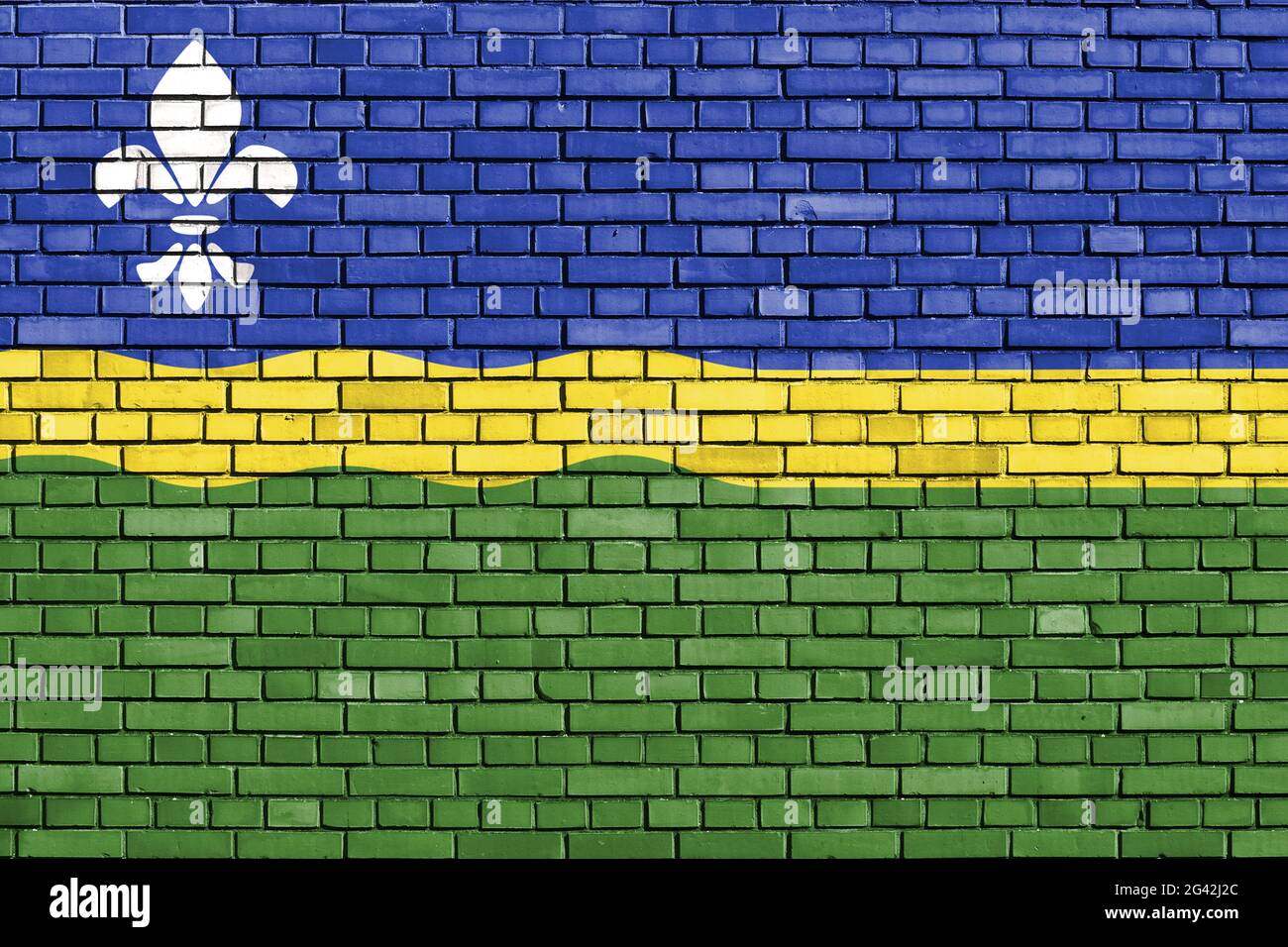 Drapeau de Flevoland peint sur un mur de briques Banque D'Images