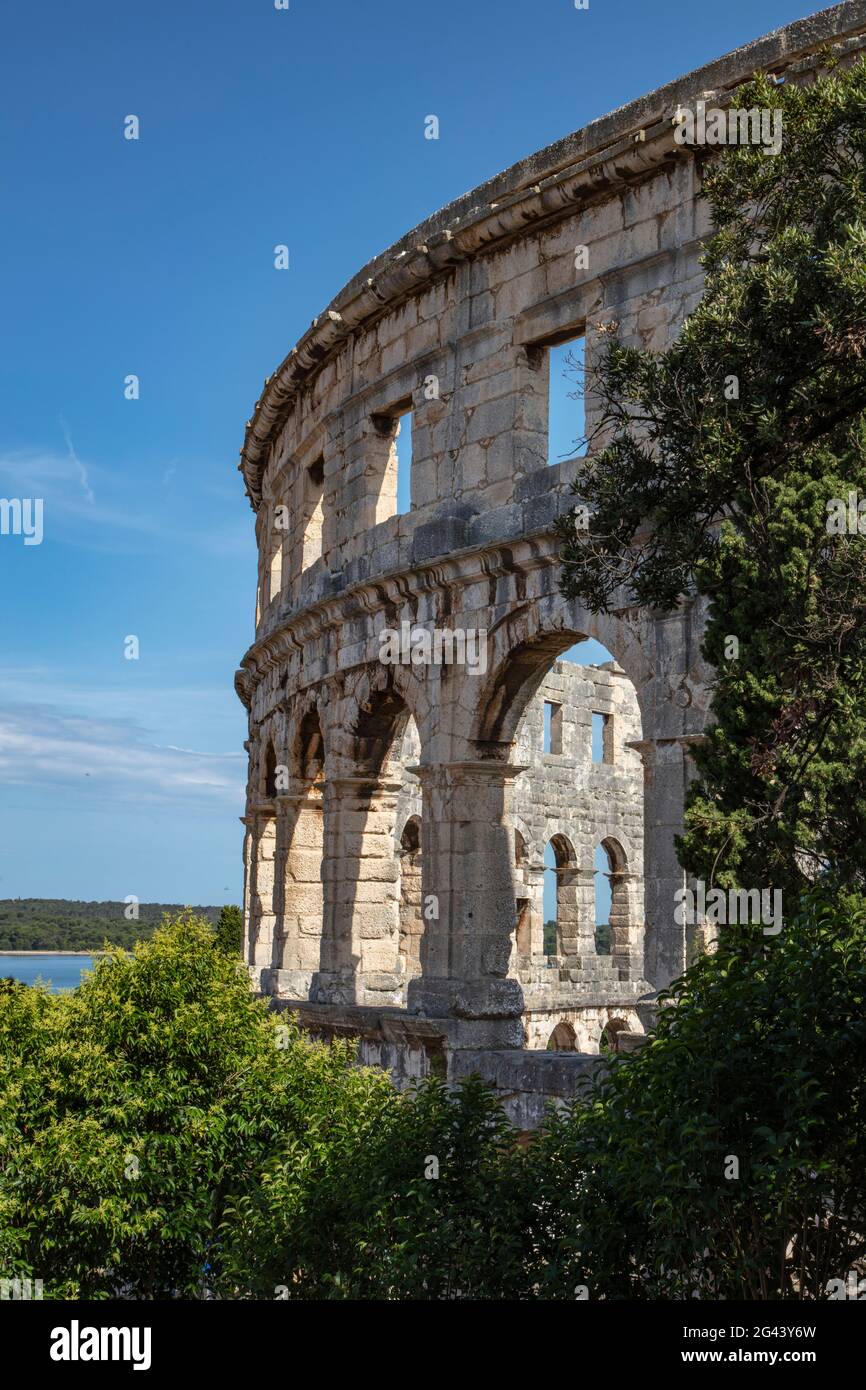 Amphithéâtre romain Pula Arena, Pula, Istrie, Croatie, Europe Banque D'Images