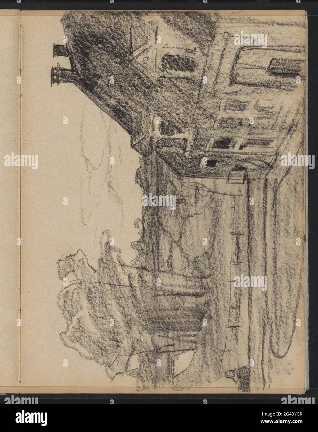 Vue sur un domaine. Page 47 d'un carnet de croquis avec 43 feuilles. Banque D'Images