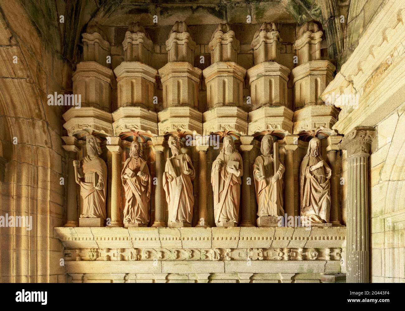 Statues d'apôtres, Église Saint-Germain, Pleyben, Finestre, Bretagne, France Banque D'Images