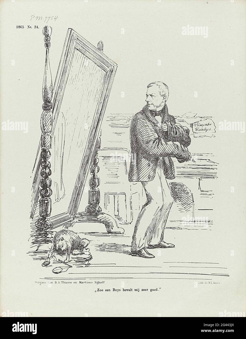 Caricature sur le vert de Prinsterer, 1865; ainsi a vous achète comme très  bien. Caricature sur le vert de Prinsterer qui a fièrement écrit après lui  un article positif par le Prof.
