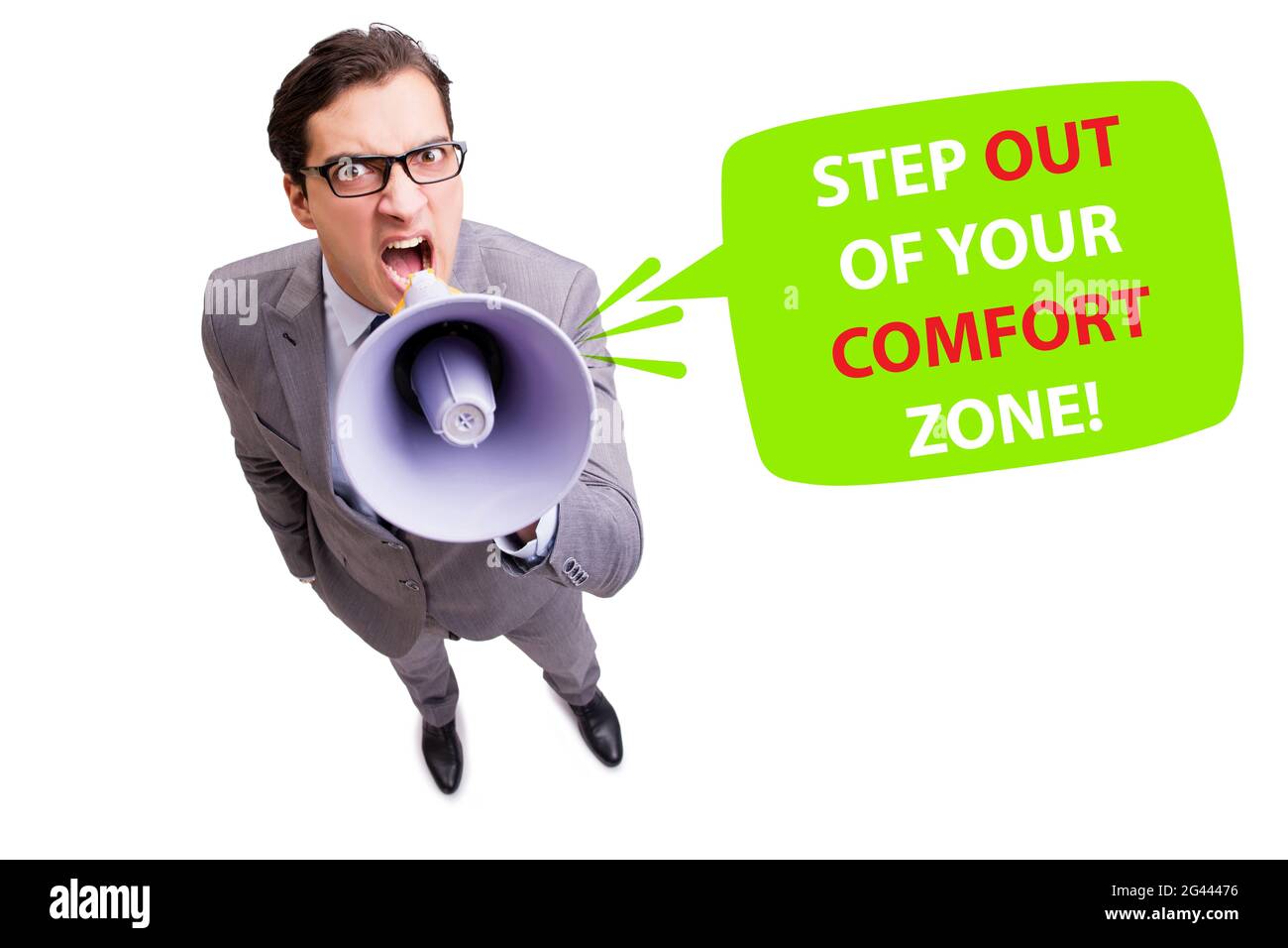 Appelez pour sortir de votre zone de confort Banque D'Images