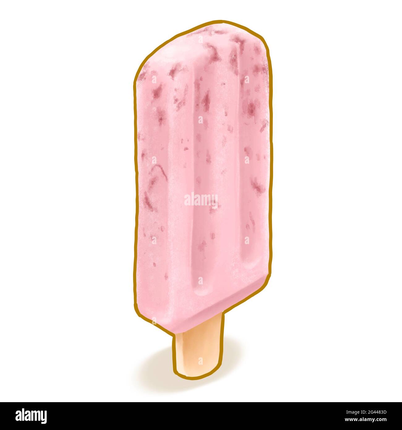 Pop-sicle de glace de haricot rouge, une peinture numérique de bâton de glace glacé avec adzuki dessert raster dessin 3D isolé sur fond blanc Banque D'Images
