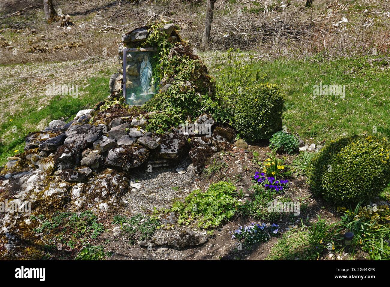 Figure de Sainte Marie au bord de la route dans l'Alb souabe, Banque D'Images