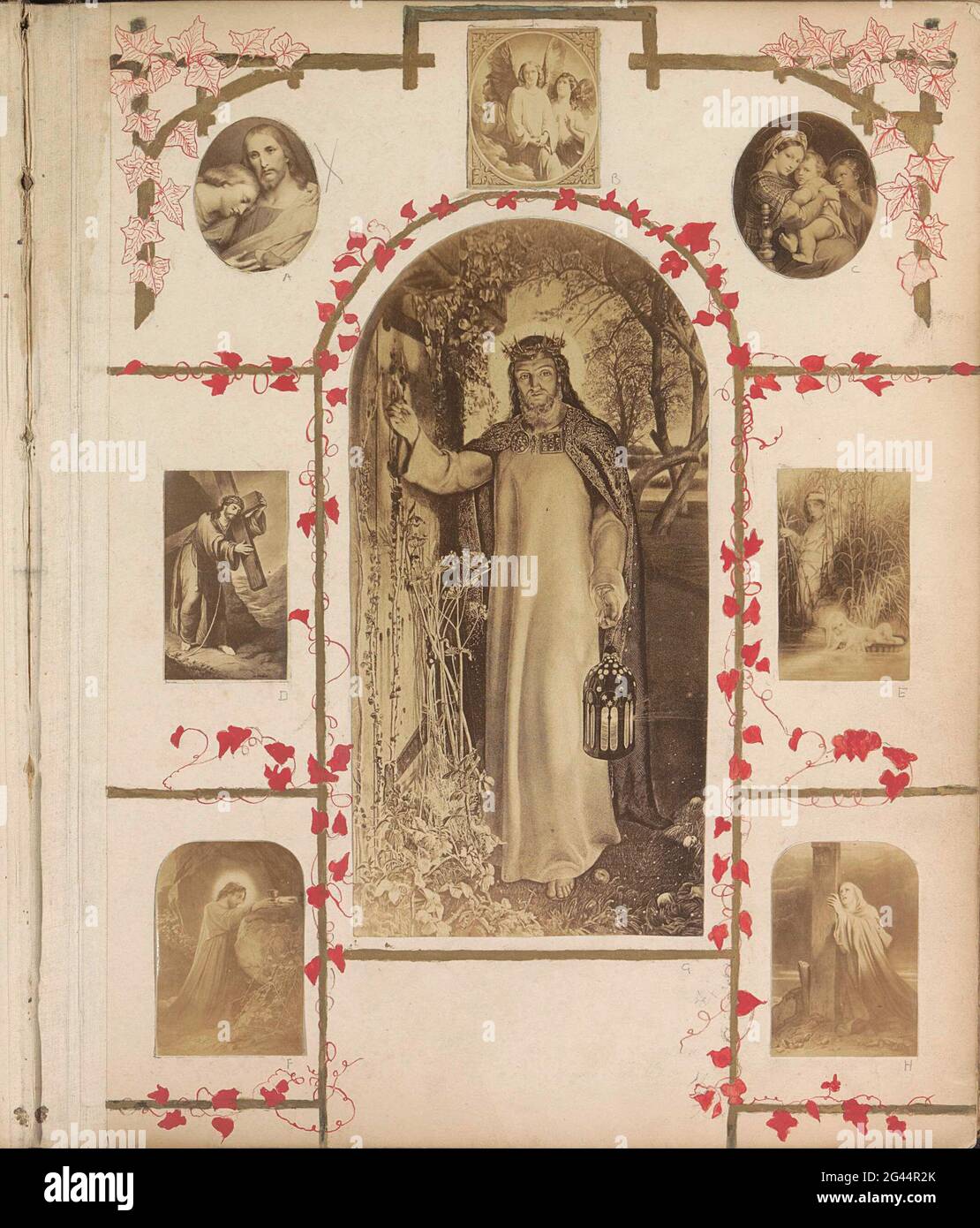 Production photo d'une impression (vraisemblablement) avec la prière du Christ dans la cour des olives. Partie de l'album avec des photos de sites et de paysages en Angleterre et d'art Banque D'Images