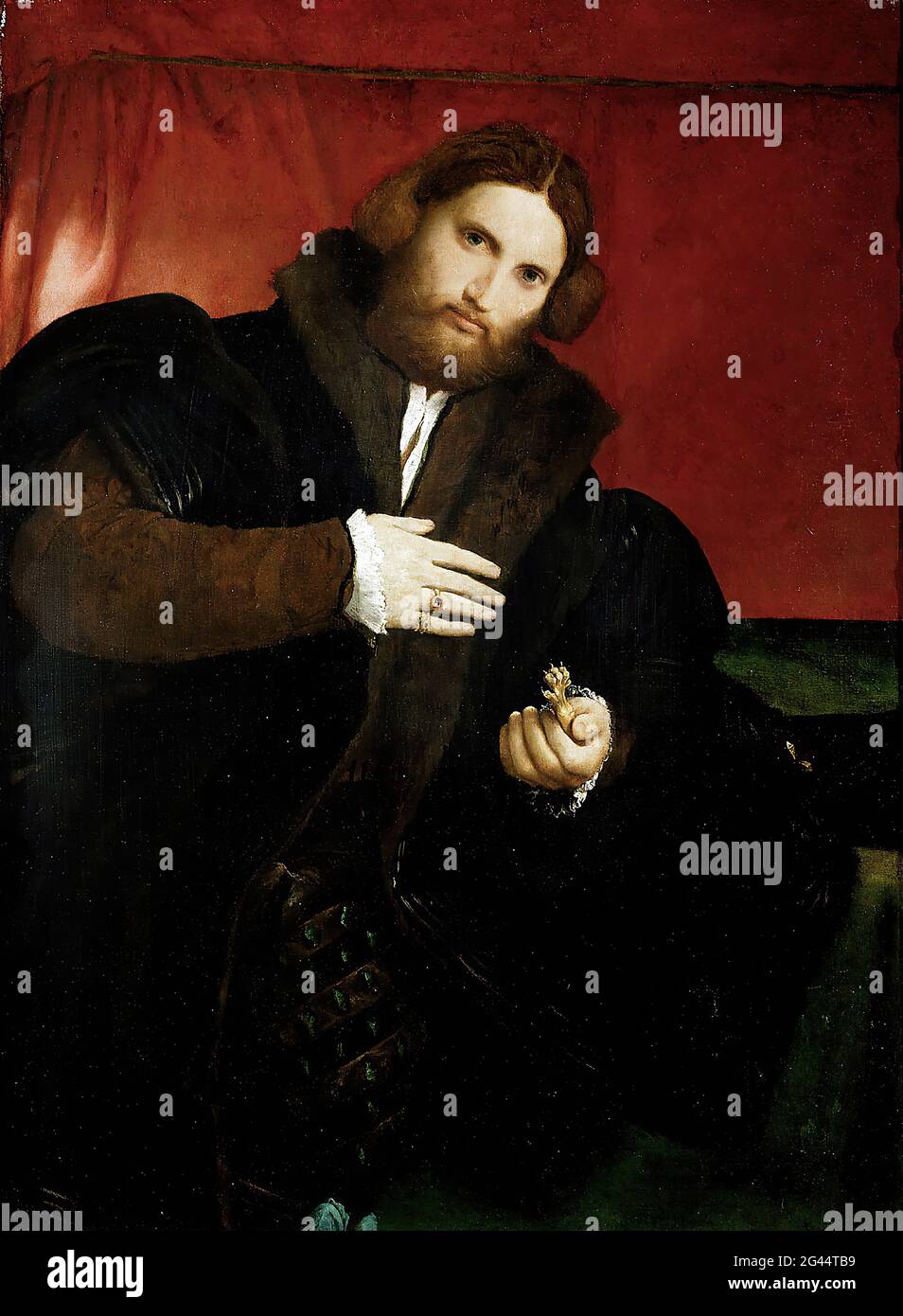 Lorenzo Lotto - Portrait d'un homme avec un Brembate Leonino d'Or Banque D'Images