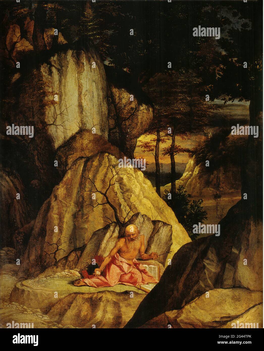 Lorenzo Lotto - St Jérôme méditant le désert 1506 Banque D'Images