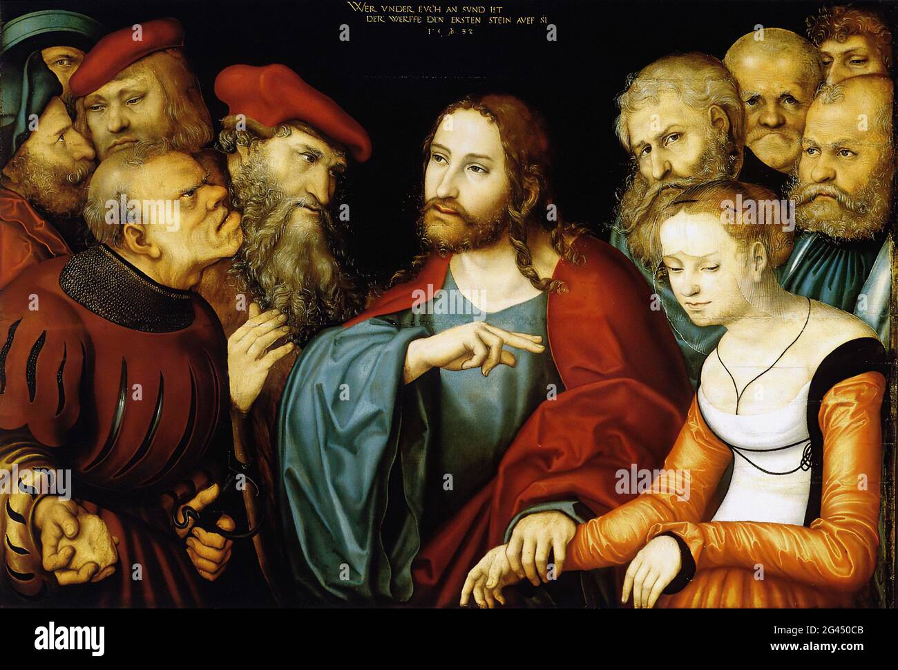 Lucas Cranach l'aîné - Christ Adultéess 1532 Banque D'Images