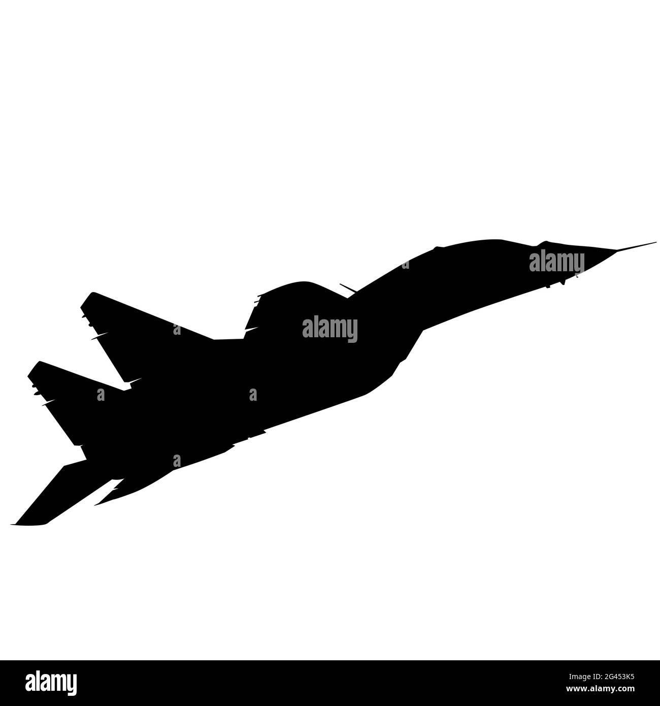 Silhouette d'avion de combat militaire sur fond blanc Banque D'Images