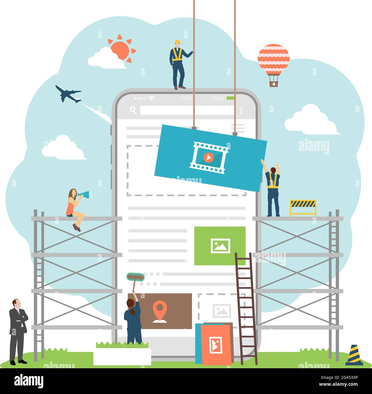 Illustration du vecteur du concept de développement Web mobile Illustration de Vecteur