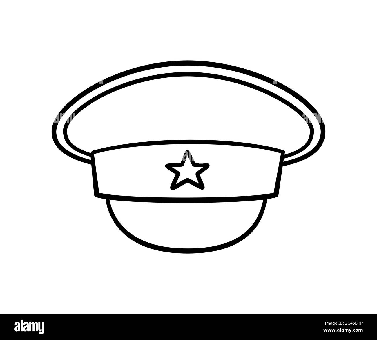 Icône de casquette militaire. Enfants dessin d'un fourrage. Illustration vectorielle de style doodle sur fond blanc Illustration de Vecteur