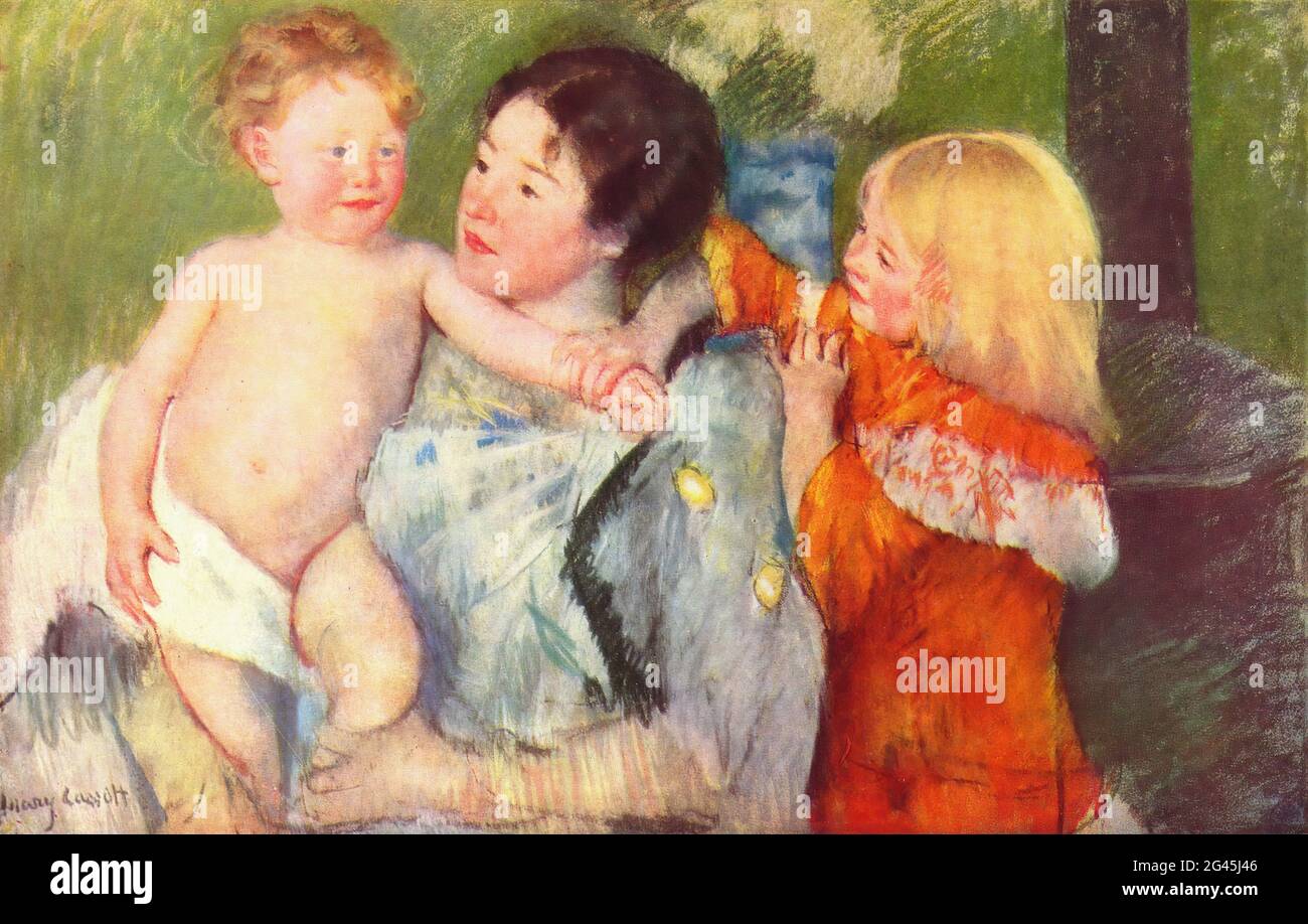 Mary Cassatt (1843-1826) - après le bain C 1901 Banque D'Images
