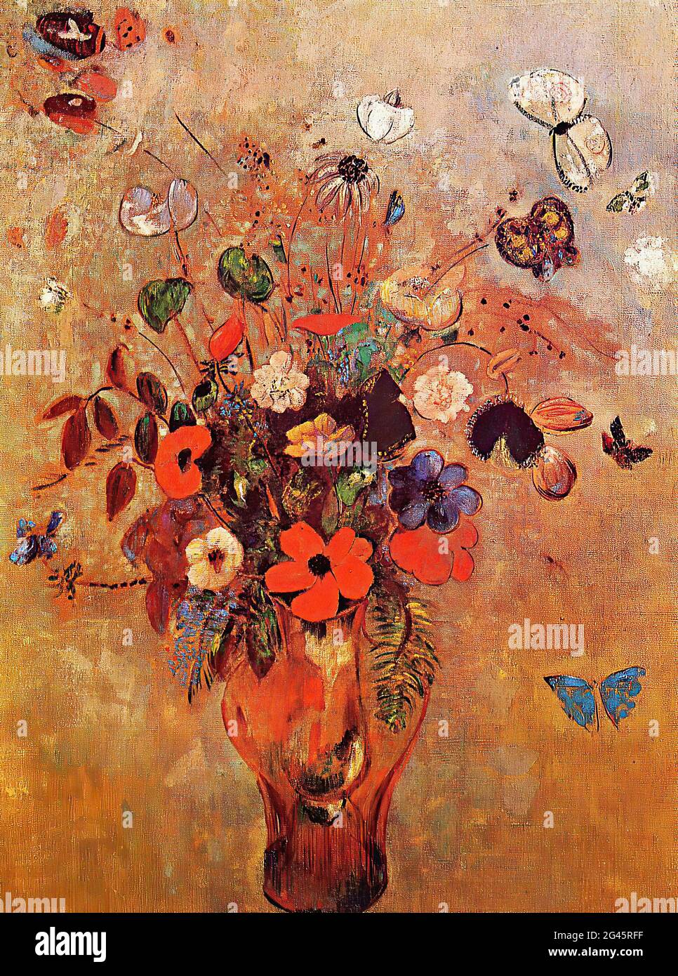 Odilon Redon - vase avec papillons de fleurs Banque D'Images