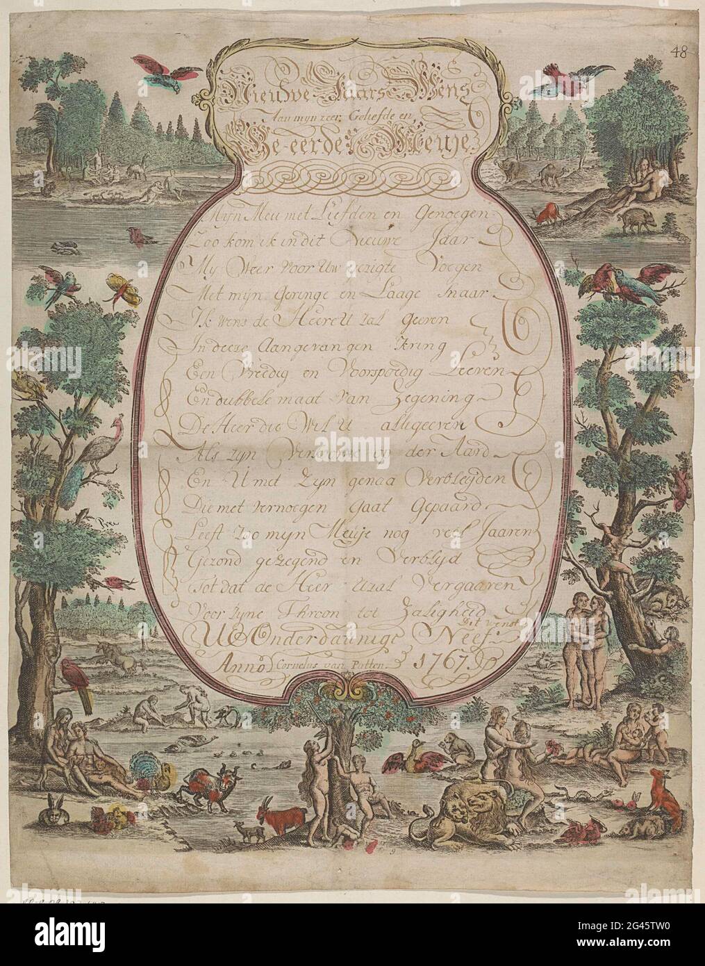 Lettre de bienvenue avec Adam et Eva au paradis. Lettre de salutation ...