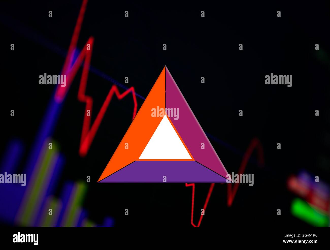 Attention de base la crypto-monnaie de Token BAT, diagramme de croissance de la monnaie sur la bourse Banque D'Images