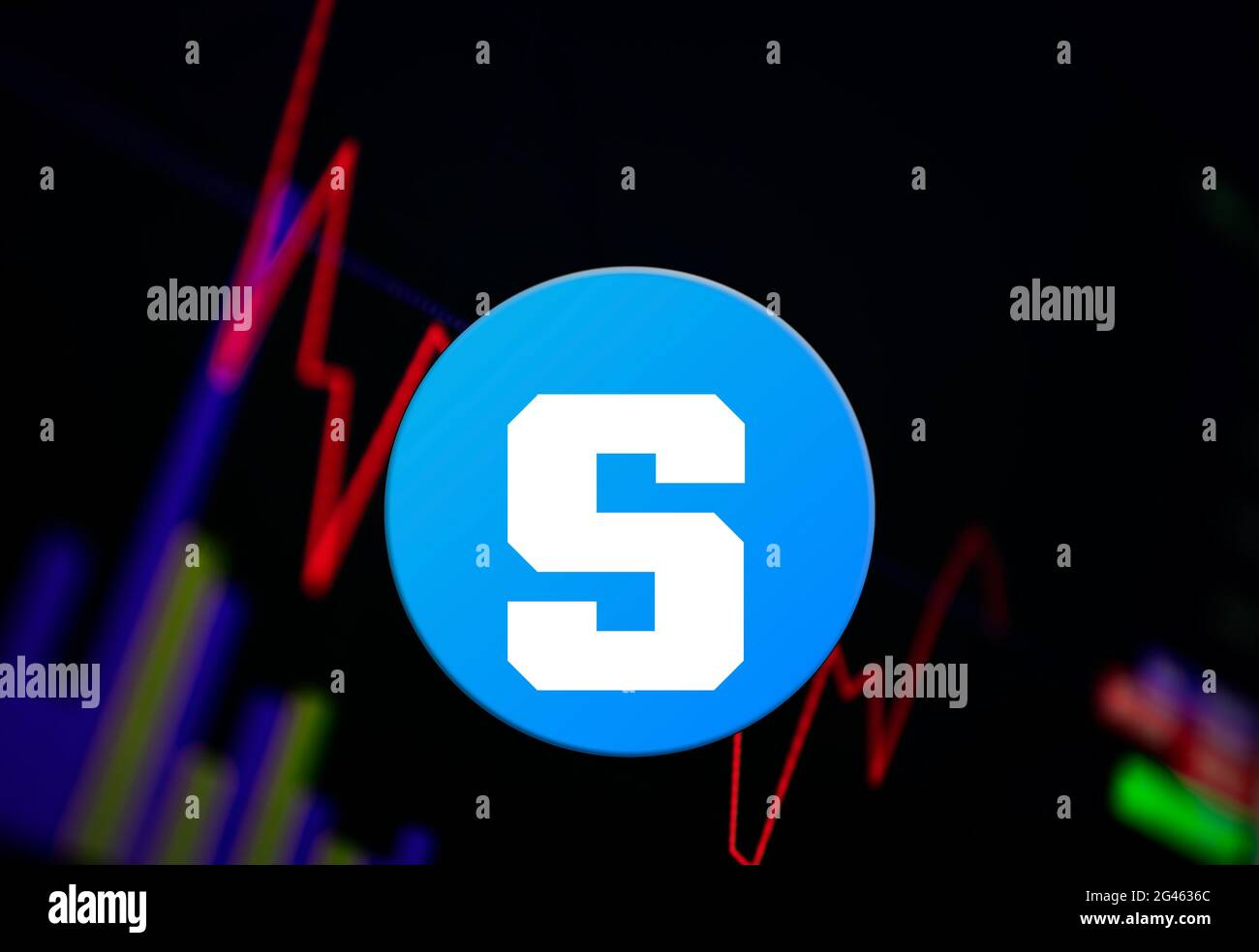 Le tableau de croissance des pièces de monnaie de LA bourse, la crypto-monnaie de sable de Sandbox Banque D'Images