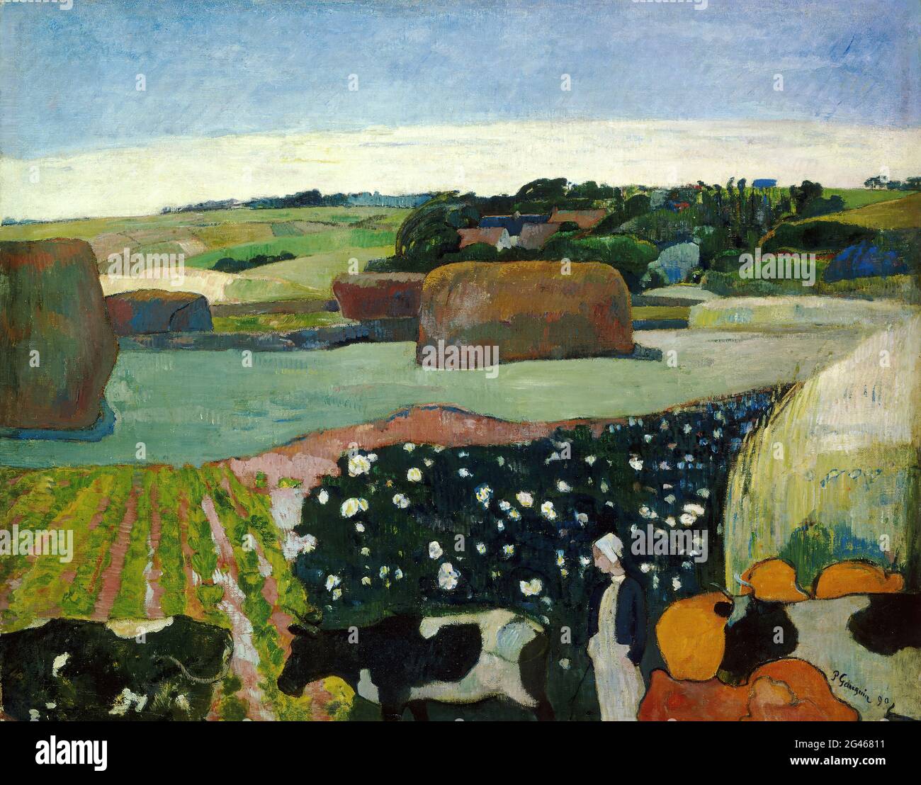 Paul Gauguin - Haystacks en Bretagne Banque D'Images Paul Gauguin - Haystacks en Bretagne Banque D'Images