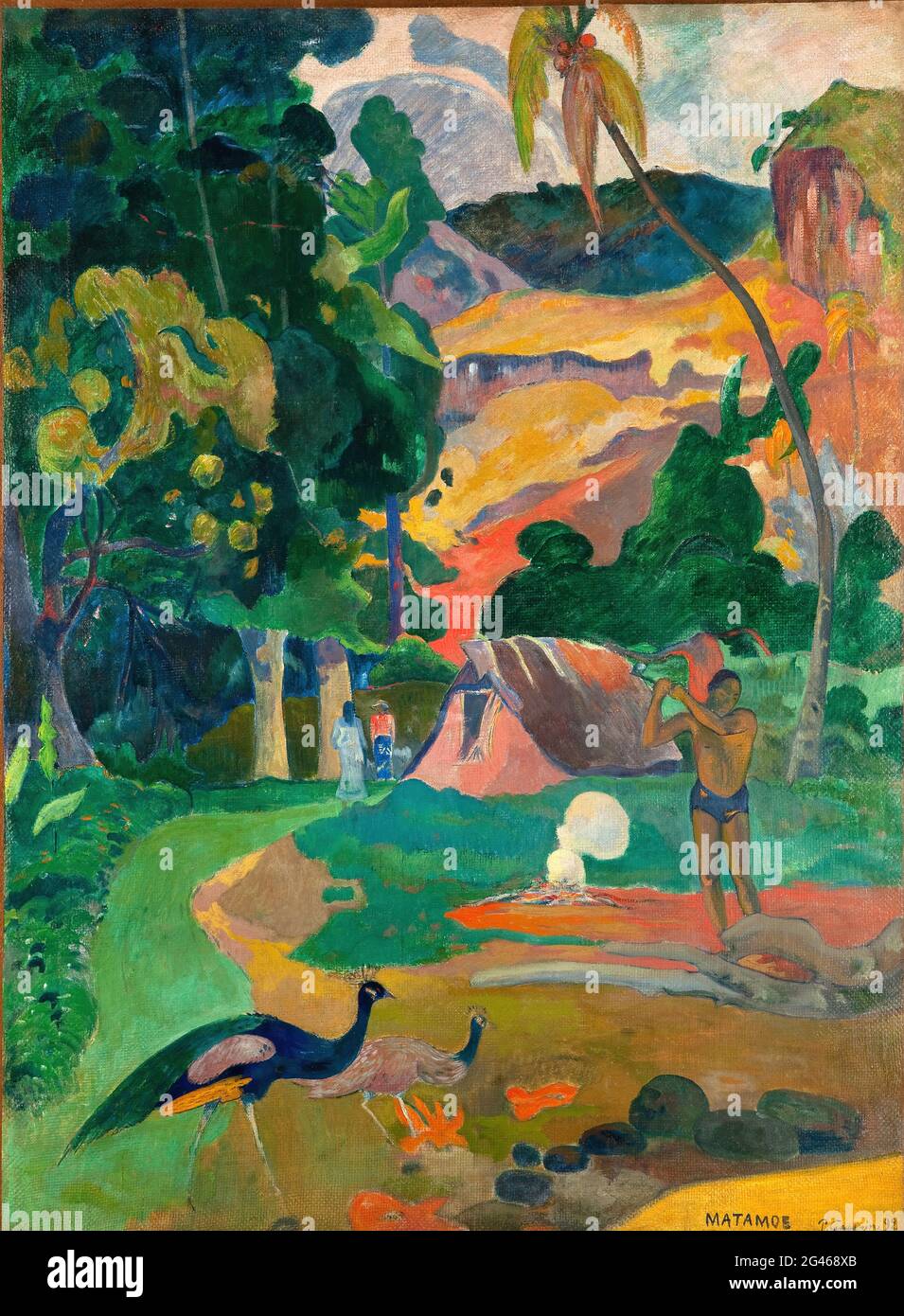 Paul Gauguin - Paysage de la mort de Matamoe avec des paons Banque D'Images