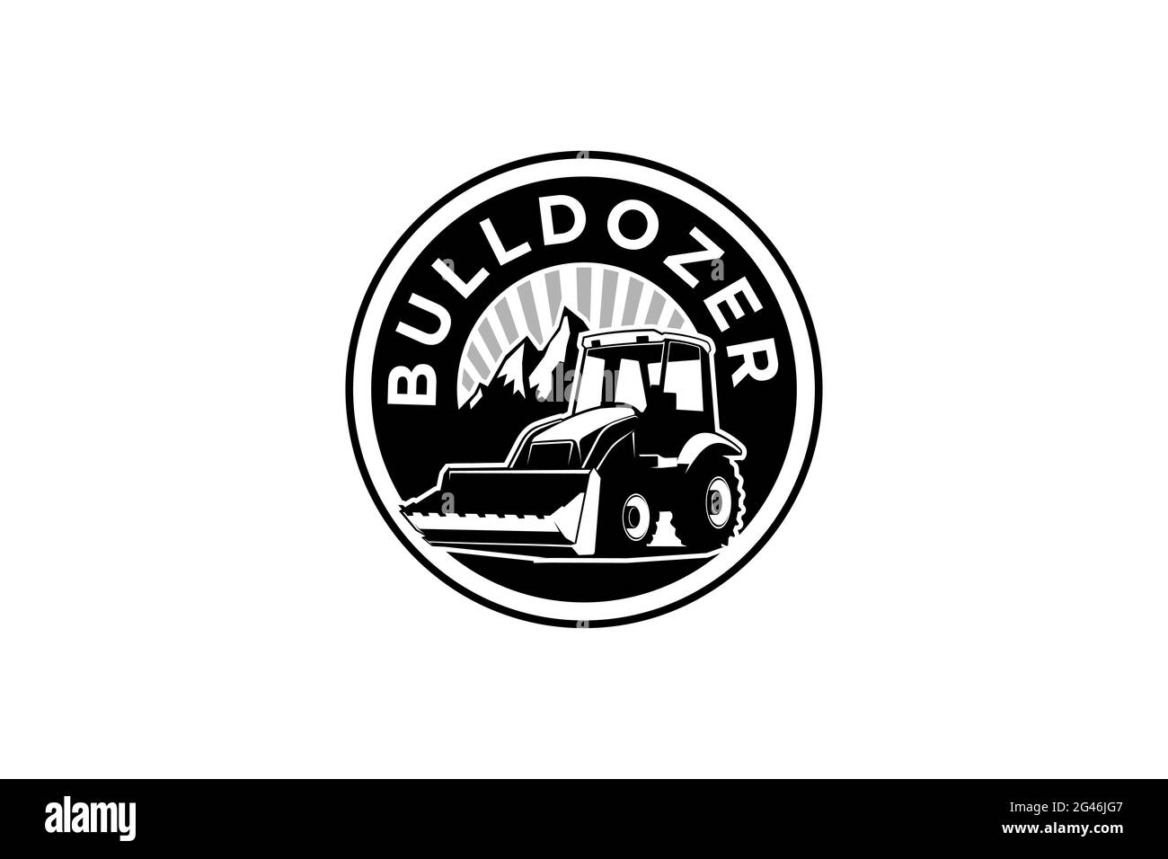 Vecteur de modèle de logo de bulldozer. Vecteur du logo de l'équipement lourd pour la société de construction. Illustration créative de la pelle hydraulique Illustration de Vecteur