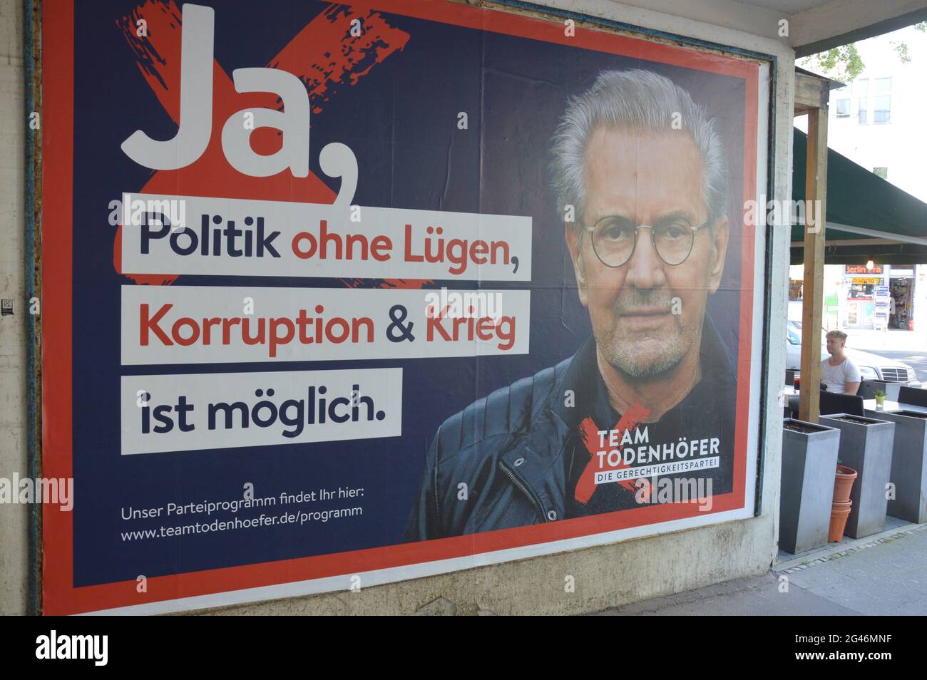 Publicité politique de Jürgen Todenhöfer à Steglitz, Berlin, pour les élections fédérales allemandes de 2021 - juin 2021 Banque D'Images