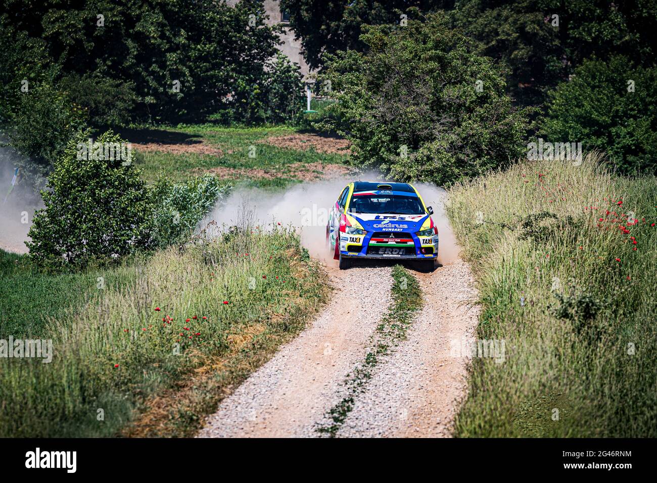 46 ERDI JR Tibor (HUN), CSOKO Zoltan (HUN), équipe ERDI KFT , Mitsubishi lancer Evo X, action pendant le Rallye 2021 Pologne, 1er tour du Championnat européen de rallye FIA 2021, du 18 au 20 juin 2020 à Mikolajki, Pologne - photo Grégory Lenmand / DPPI Banque D'Images