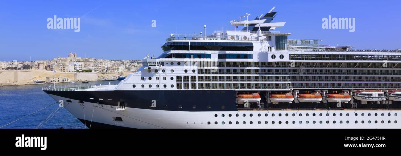 Valette, Malte, croisière, paquebot de luxe, bateau de croisière, Grand Port, bateau de luxe, Voyage, vacances Banque D'Images
