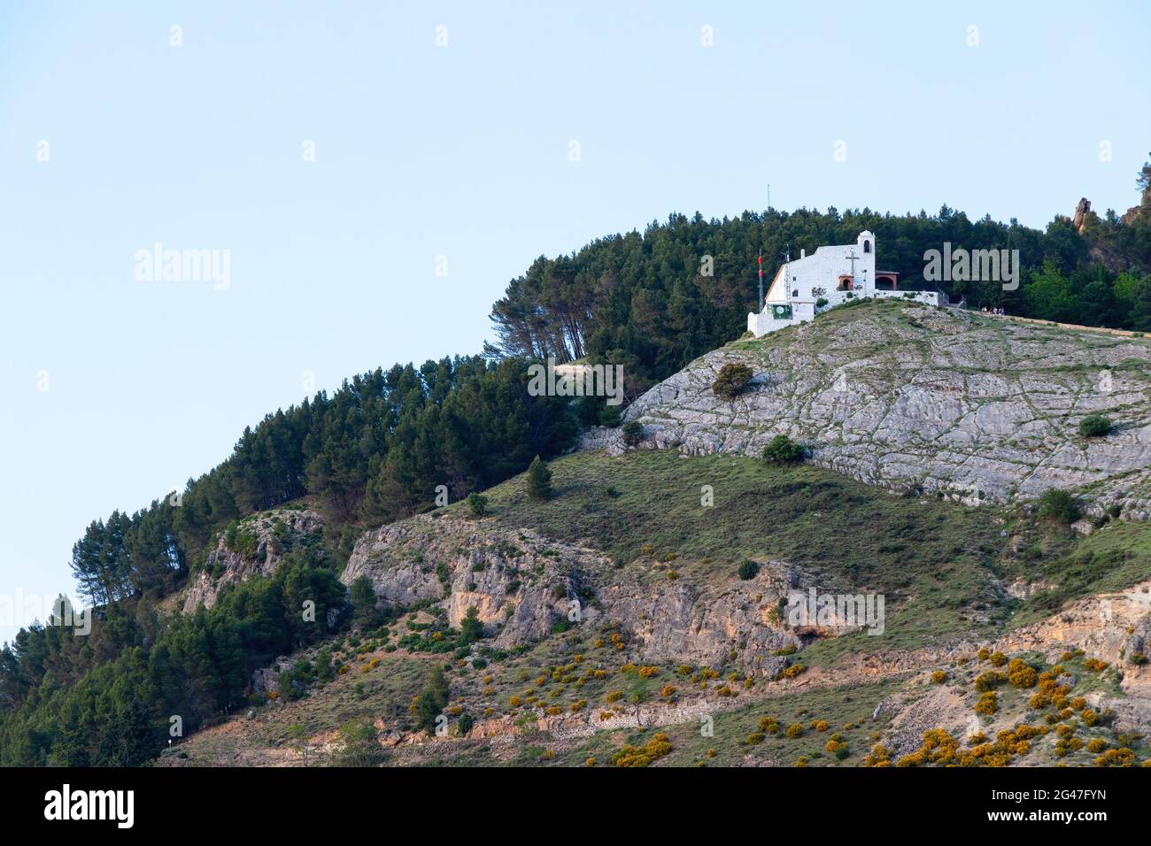 Vue sur la distance de l'Ermita de la Virgen de la Cabeza, Patrona de Cazorla, Jaen Andalousie, Espagne Banque D'Images