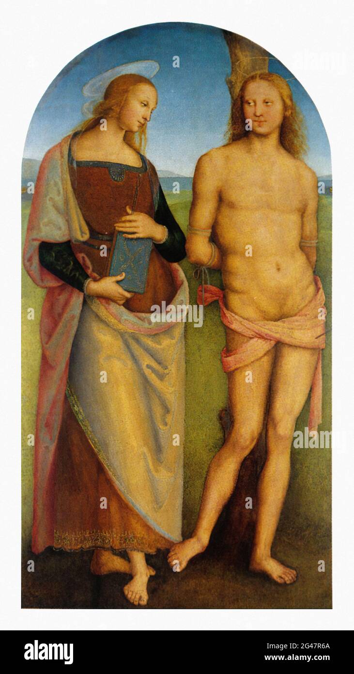 Pietro Perugino - Pal DI Sant Agostino Sant Irene St Sebastian 1523 Banque D'Images
