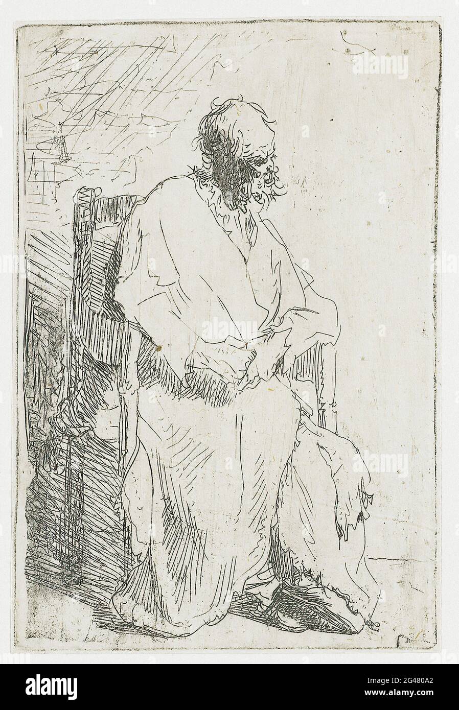 Rembrandt Harmenszoon Van Rijn - Old Man long cloak assis un fauteuil 1630 Banque D'Images