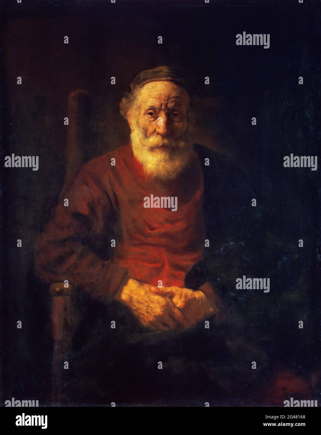 Rembrandt Harmenszoon Van Rijn - Portrait d'un vieil homme en rouge Banque D'Images