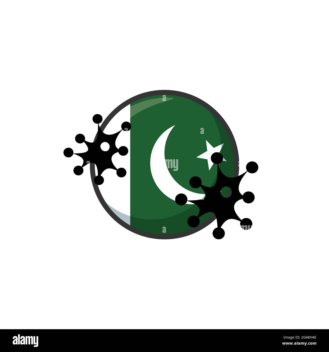 Pakistan frappé par le coronavirus. Covid-19 impact national. Attaque de virus sur le drapeau du Pakistan illustration du concept sur fond blanc Banque D'Images