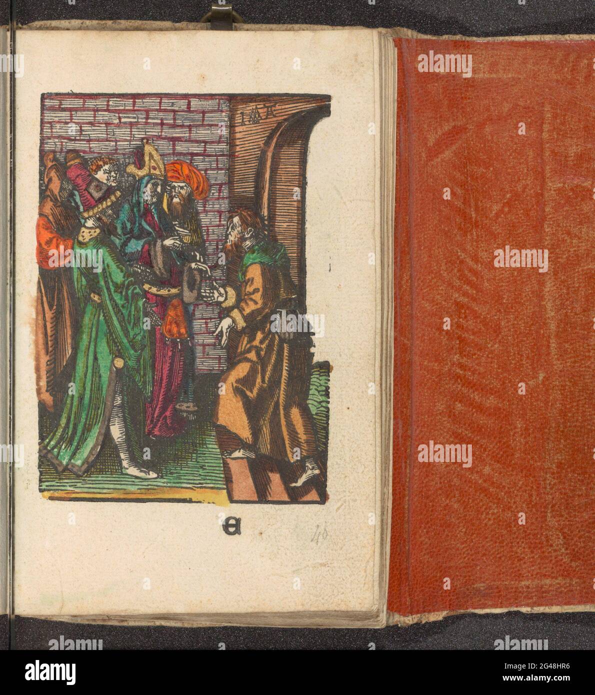 Trahison de Judas; la petite passion; la passion stupide. Judas va aux grands prêtres où il trahit le Christ. Monté ci-dessous: E. Prent fait partie d'un livre. Banque D'Images