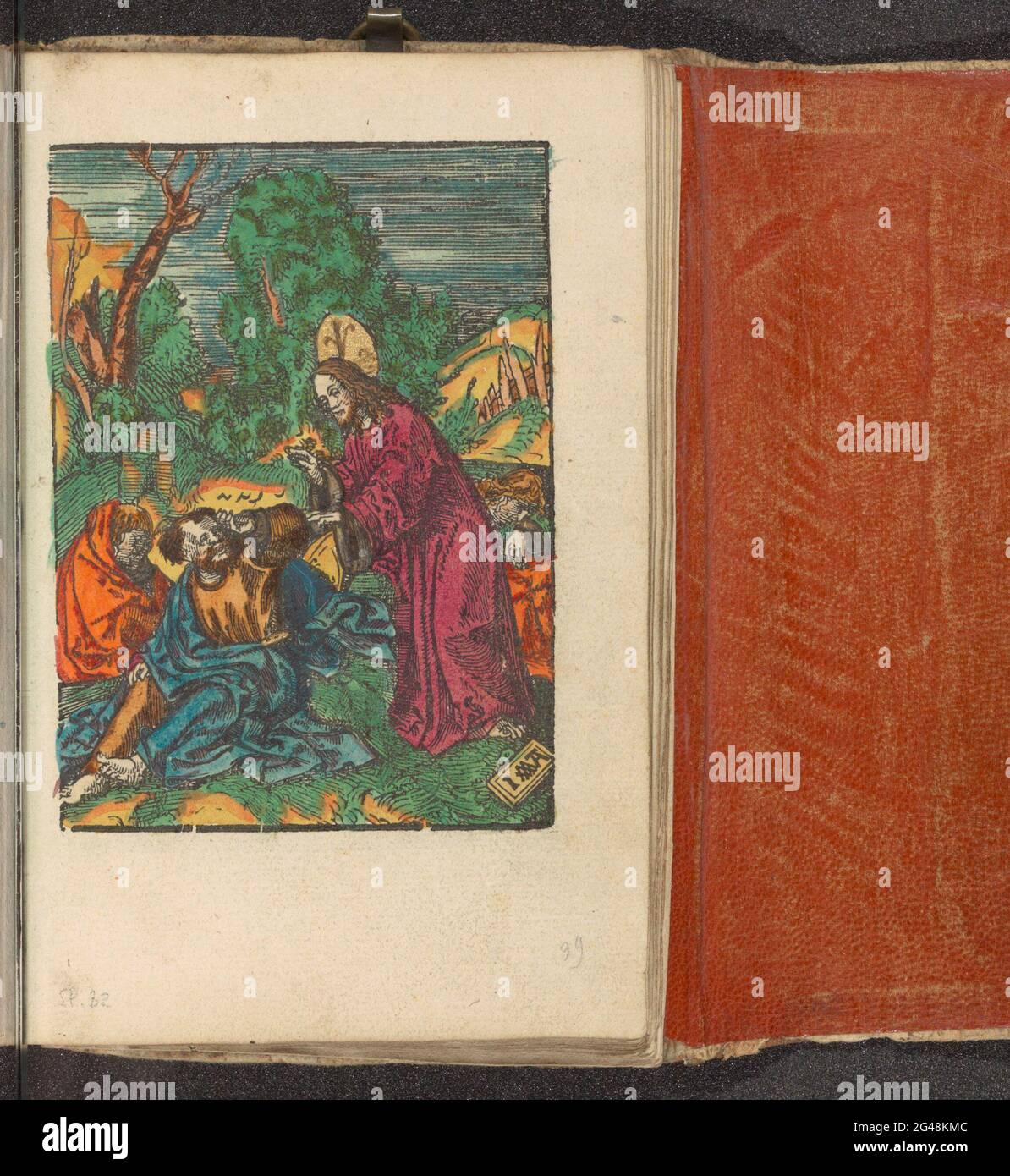 Le Christ éveille les disciples endormis, la petite passion, la passion stupide. Christ affecte Petrus, Johannes et Andreas dans le Hof van Getsemane, alors qu'il leur avait demandé du regarder. Peter se frotte dans les yeux. L'impression fait partie d'un livre. Banque D'Images