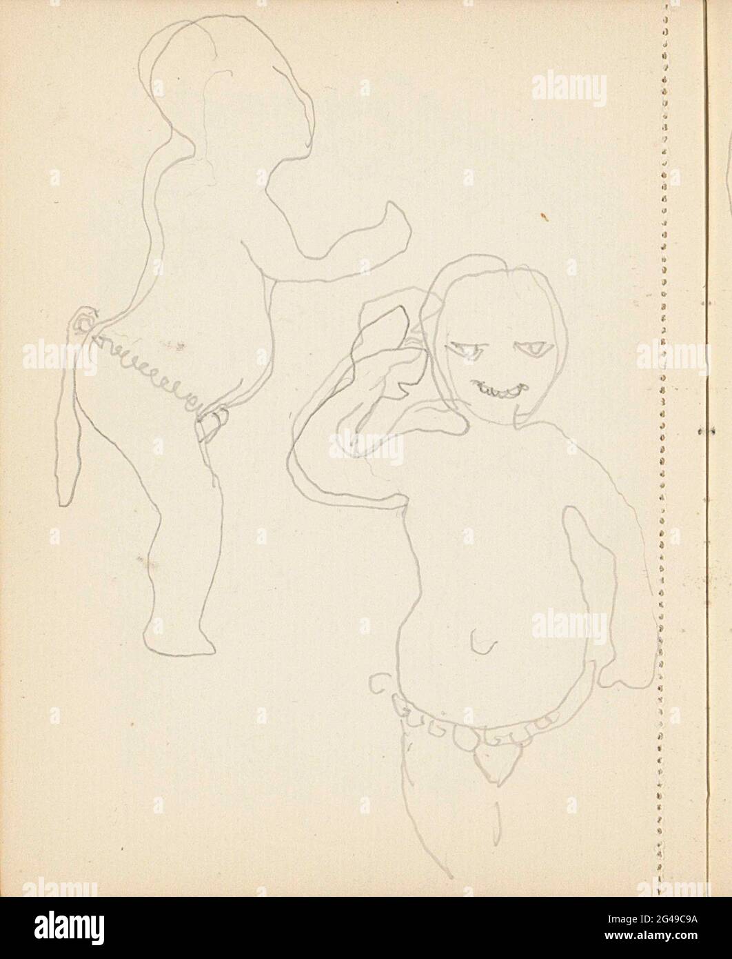 Enfant africain dans un chiffon. Feuille 29 Verso d'un carnet d'esquisses de 60 feuilles. Banque D'Images