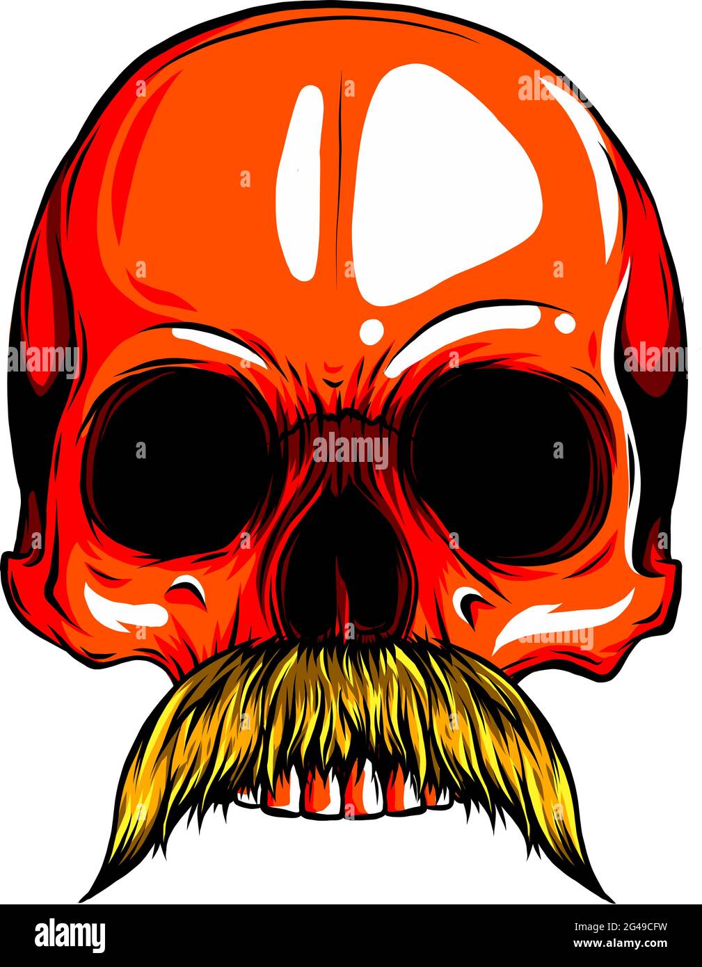 Illustration vectorielle du crâne humain avec moustache Illustration de Vecteur