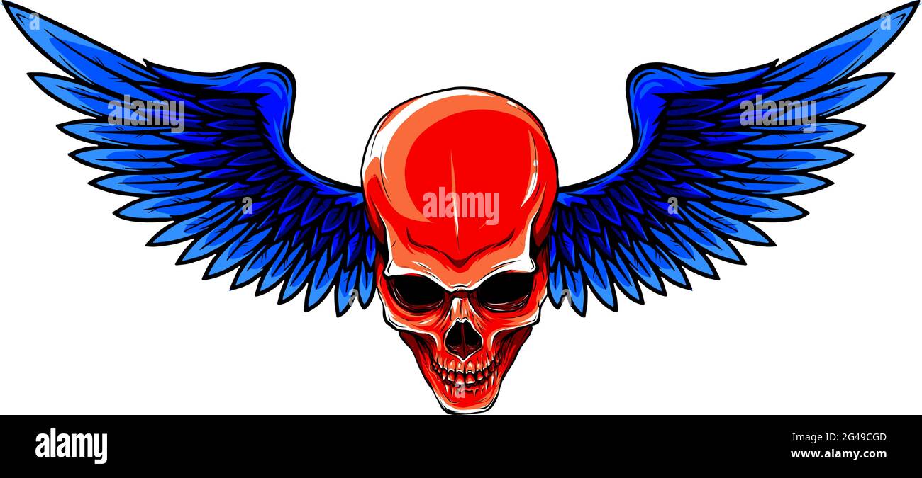 Illustration vectorielle du crâne avec ailes d'oiseau Illustration de Vecteur