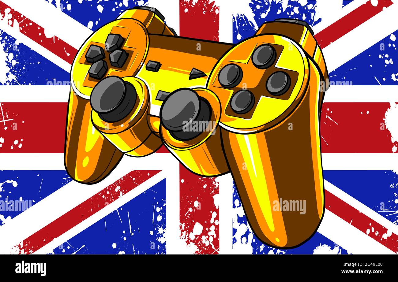 Manette de jeu avec illustration vectorielle drapeau anglais Image  Vectorielle Stock - Alamy