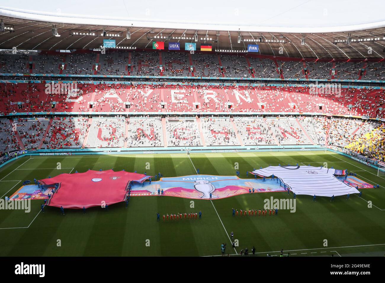 Munich, Allemagne. 20 juin 2021. La photo prise le 19 juin montre une vue d'une performance avant le match de l'UEFA Euro 2020 Championship Group F entre le Portugal et l'Allemagne à Munich, en Allemagne. Credit: Shan Yuqi/Xinhua/Alay Live News Banque D'Images