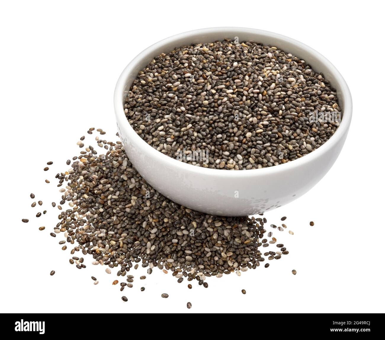 Graines de Chia isolées sur fond blanc Banque D'Images