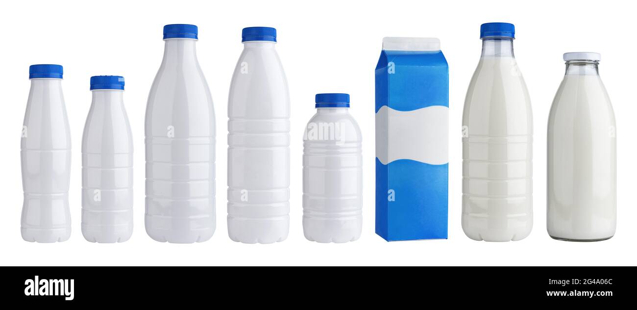 Bouteilles de lait laitier en plastique Banque d