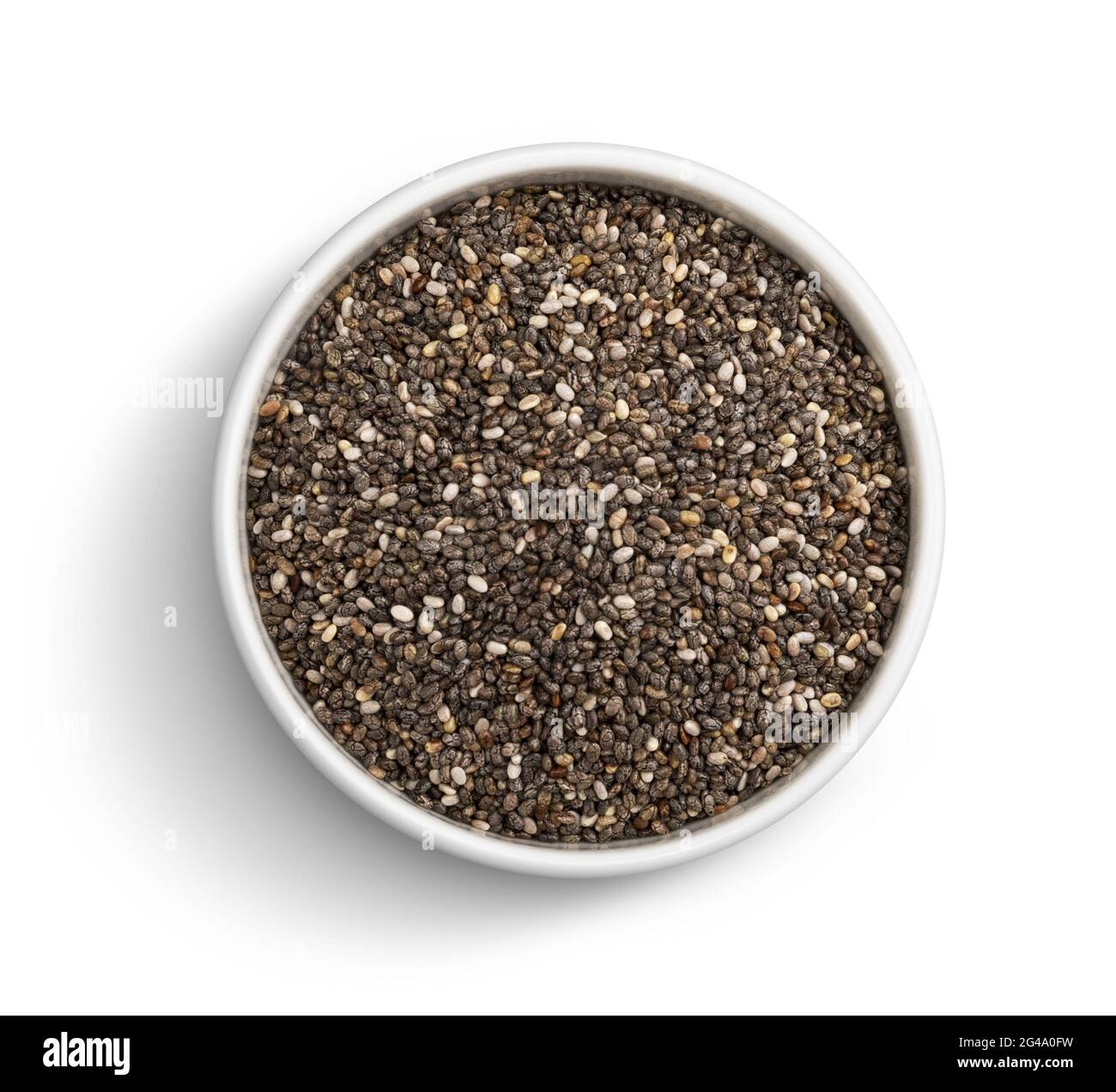 Chia seeds isolé sur fond blanc, vue du dessus Banque D'Images