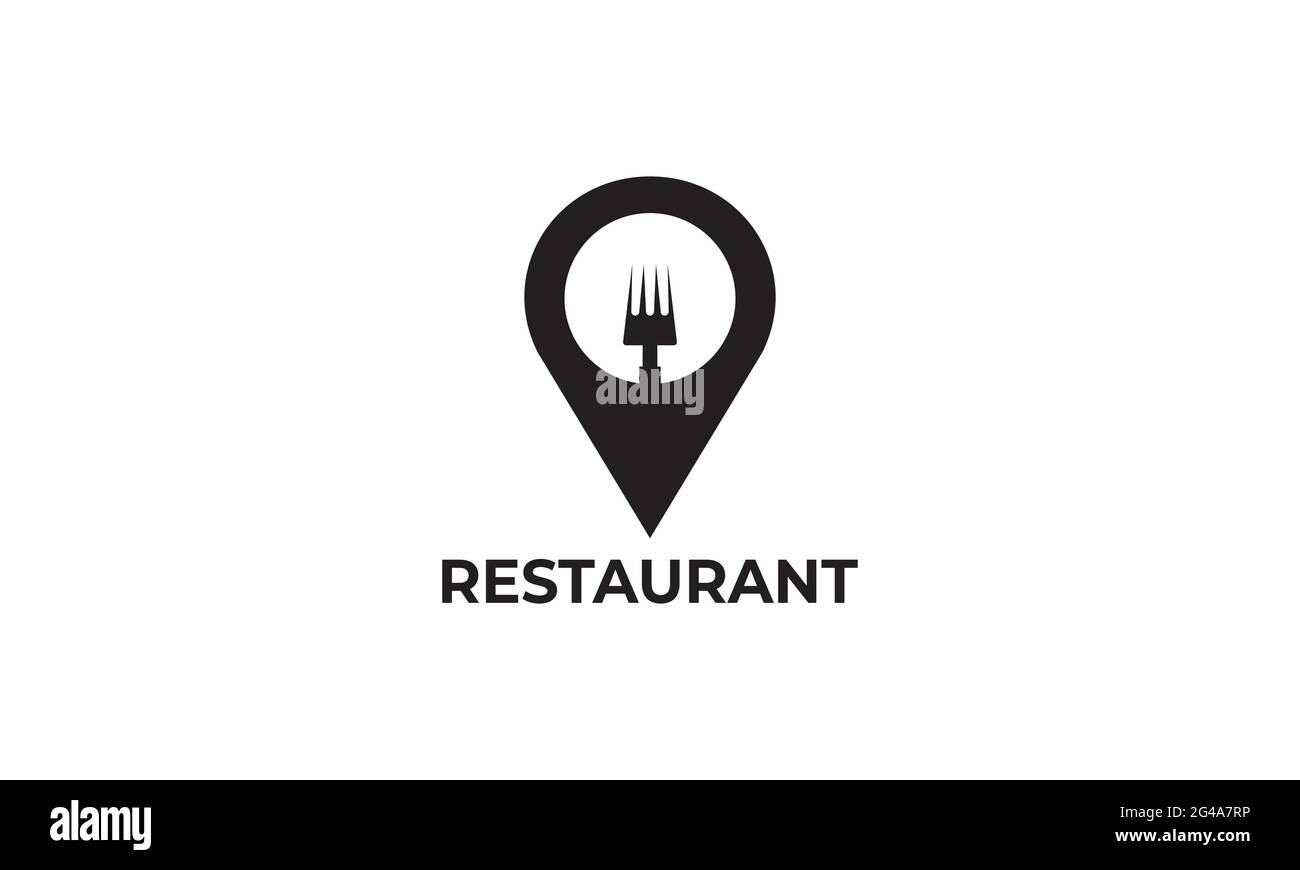Café et restaurants icône de l'emplacement, logo du restaurant sur l'affiche de carte circulaire Illustration de Vecteur