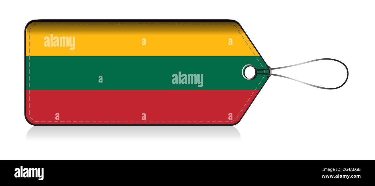 L'étiquette du drapeau lituanien, faite en Lituanie Banque D'Images