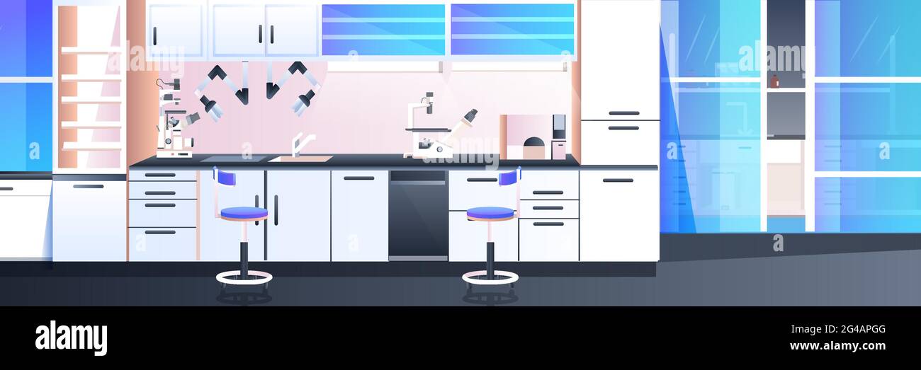 vide aucun laboratoire de recherche chimique avec différents équipement scientifique concept d'éducation scientifique en milieu de travail Illustration de Vecteur