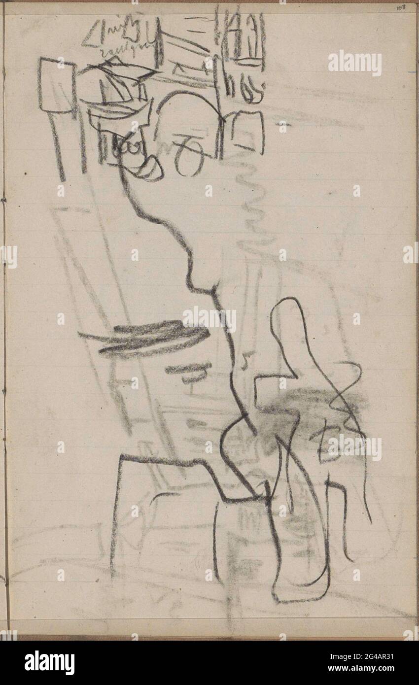 Magazine d'étude. Page 108 d'un carnet de croquis avec 56 feuilles. Banque D'Images