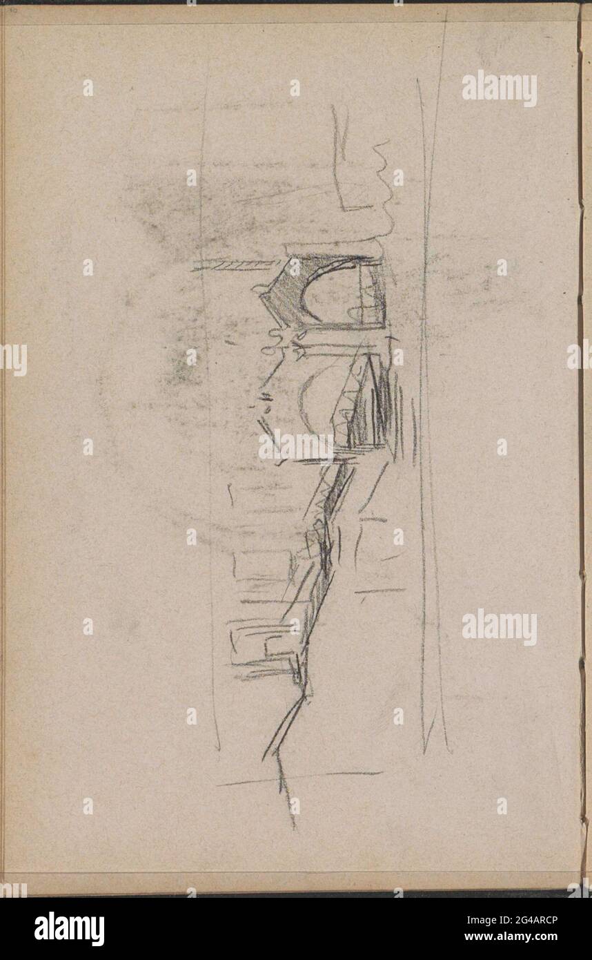 Escaliers menant à la véranda rouge du Granovitaya Palata à Moscou. Les escaliers et la véranda faisaient partie de la route de la procession pour le Tsar Nicholas II Page 30 d'un carnet de croquis avec 54 feuilles. Banque D'Images