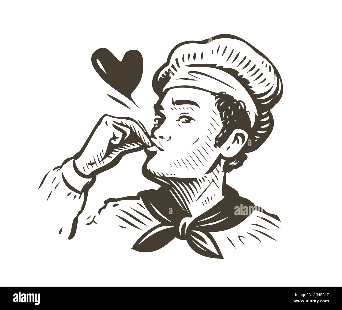 Esquisse gastronomique du chef. Illustration vectorielle de la cuisson des aliments, symbole de cuisson Illustration de Vecteur