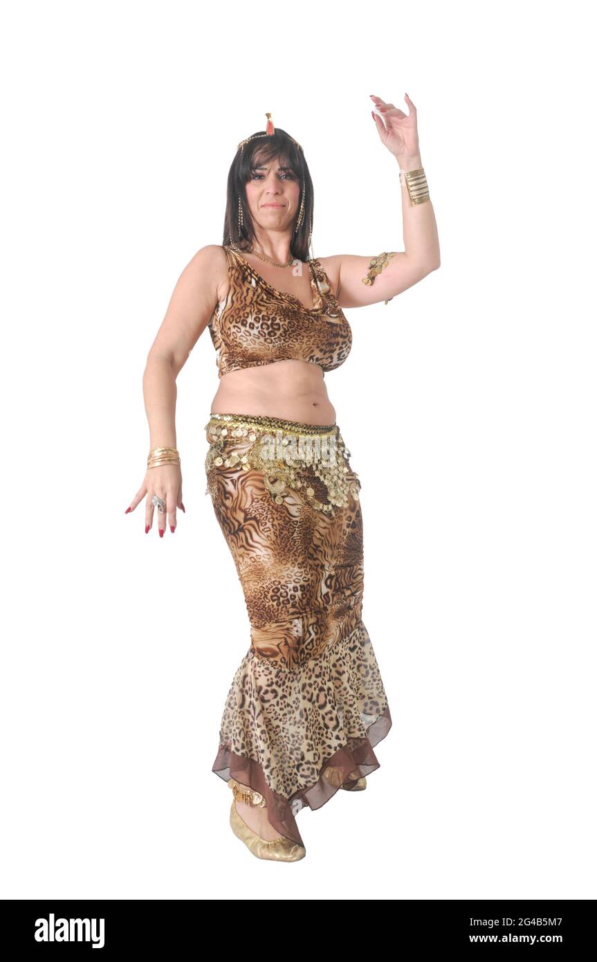 Style égyptien ventre danseuse sur fond blanc Banque D'Images