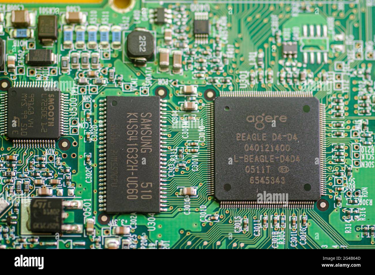 Gros plan d'une carte électronique dans ce cas, un disque dur externe Banque D'Images